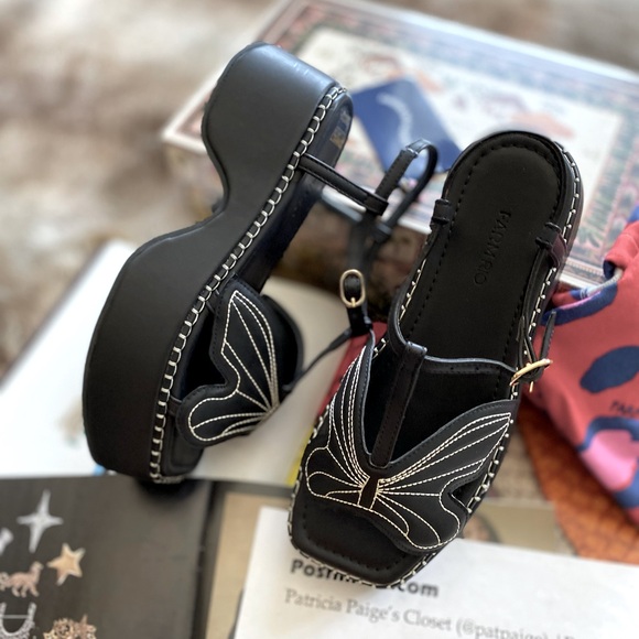 Farm Rio Black Butterfly Flatform sandal - Picture 5 of 13